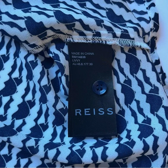 REISS Black and White Patterned Long Sleeve Shirt Size Small - Picture 6 of 7